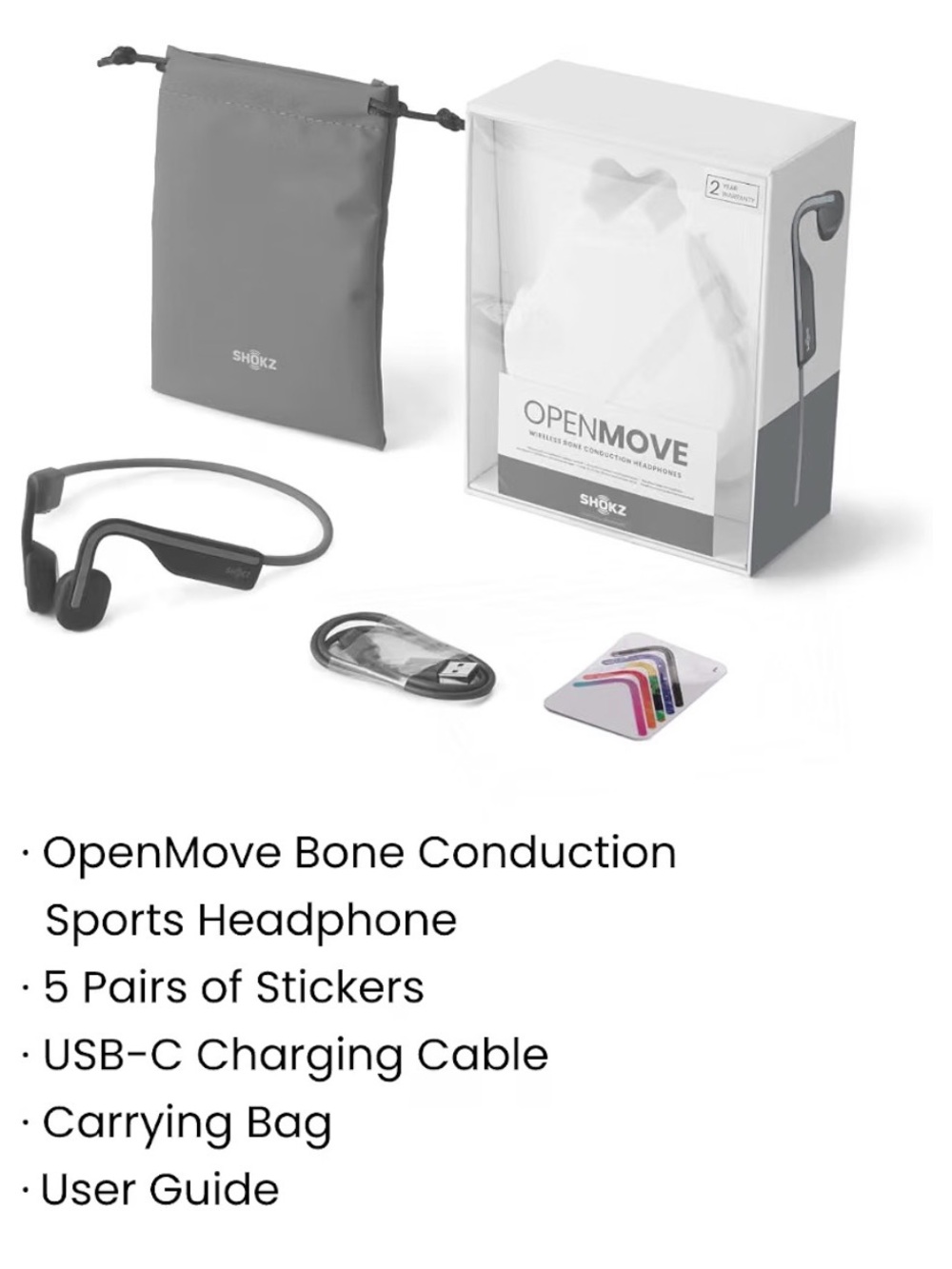 Shokz OpenMove Bone Conduction Headphones — Grey